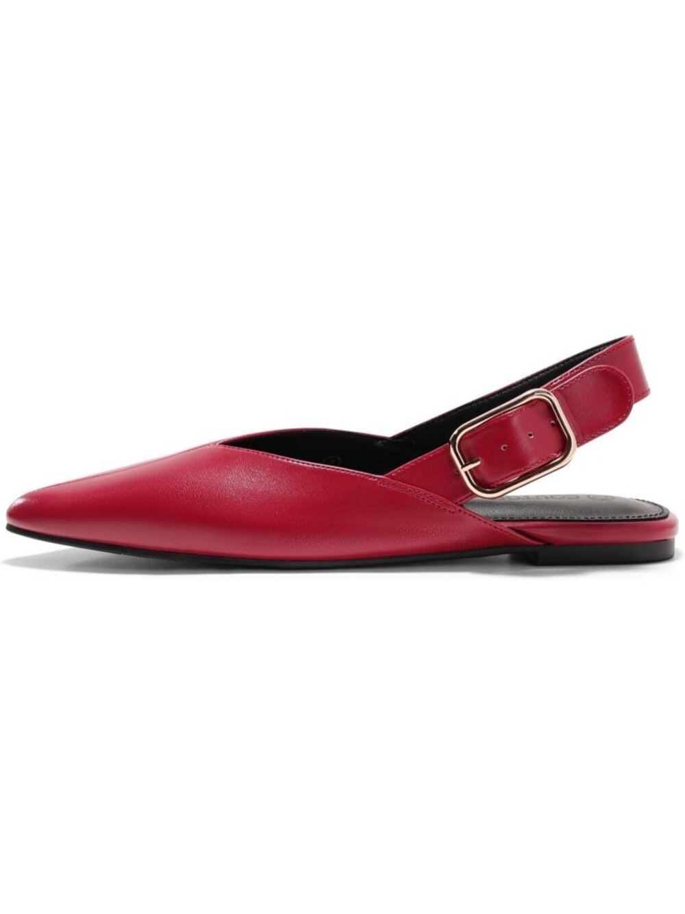 Women's Burgundy Flats Mules Closed Pointed Toe Slingback Slip On Office Shoes